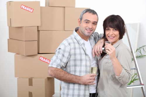 Packed boxes and labeled items for student removals Bayswater